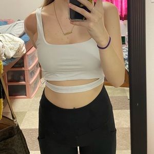 White Garage Crop Top with slit